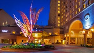 a nighttime front view of the Westin Gaslamp Quarter